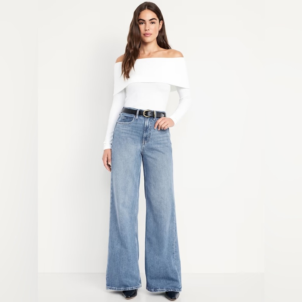 NEW! Old Navy Extra High-Waisted Super Wide-Leg Jeans - Size 2 🖤